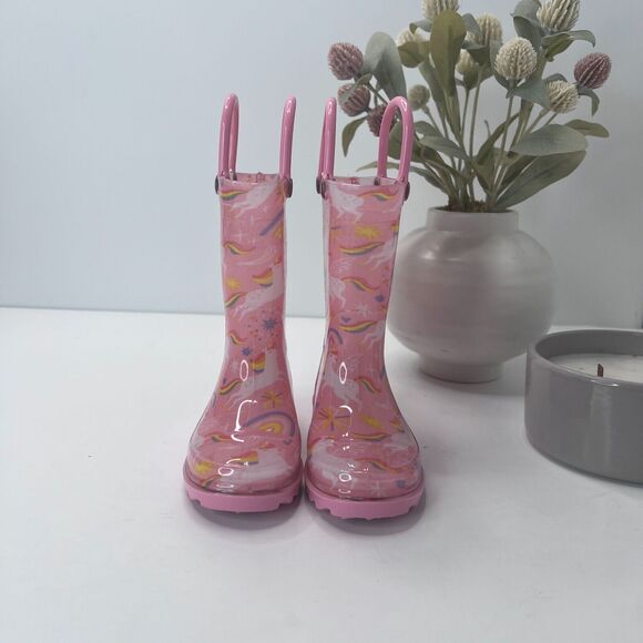 Western Chief Sparkle Unicorn Lighted Waterproof Rain Boots Pink Girls US 5 - Picture 4 of 7